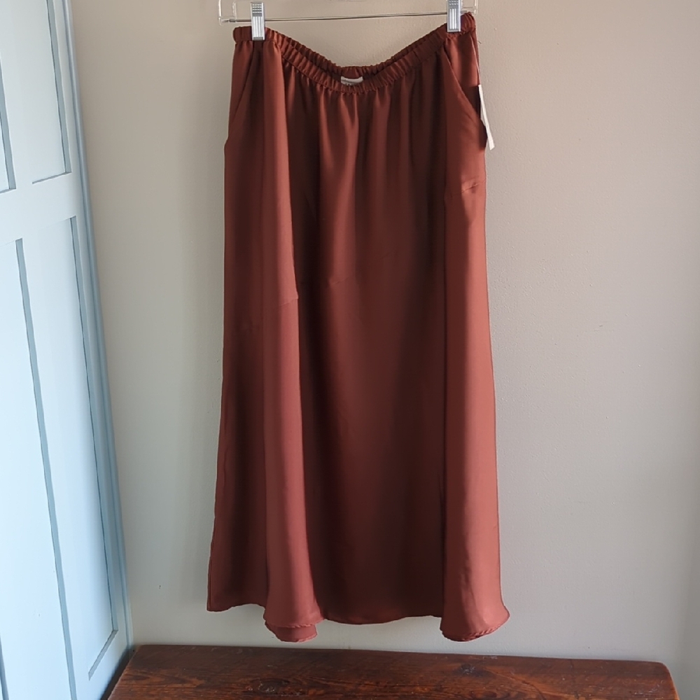 a new day Rust Maxi Skirt with Elastic Waist